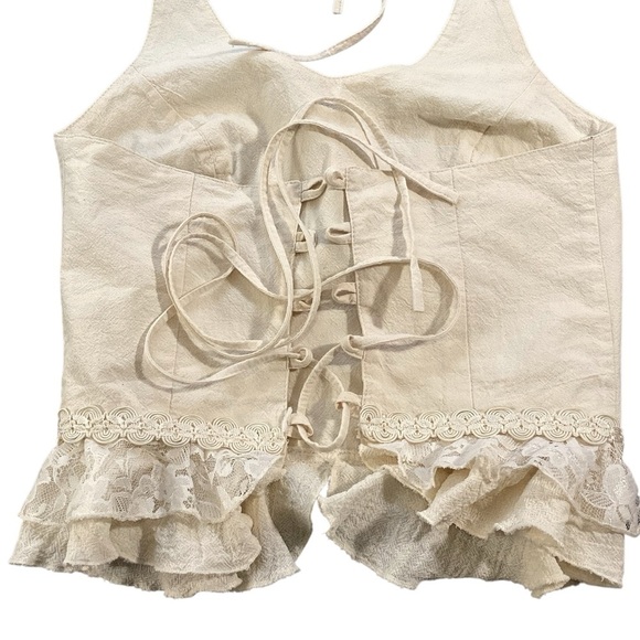 Mexico Lindo Creamy White Halter Tie Cotton Corset Top, Medium Romantic Coquette - Picture 10 of 10